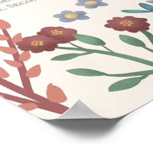 Boho Wildflower Bloemen Trouwstoel Grafiek Poster (Hoek)