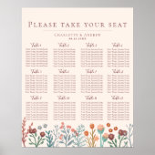 Boho Wildflower Bloemen Trouwstoel Grafiek Poster (Voorkant)