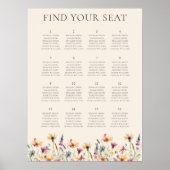Boho Wildflower Bloemen Trouwstoel Grafiek Poster (Voorkant)