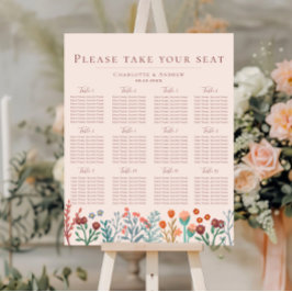 Boho Wildflower Bloemen Trouwstoel Grafiek Poster