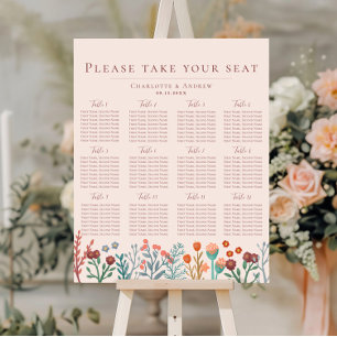 Boho Wildflower Bloemen Trouwstoel Grafiek Poster