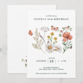 Boho Wildflower Bloemen Verjaardag Kaart (Voorkant / Achterkant)