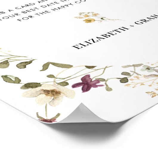 Boho Wildflower Bloemen Vrijgezellenfeest Datum Na Poster (Hoek)