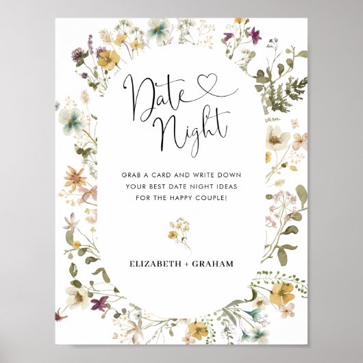 Boho Wildflower Bloemen Vrijgezellenfeest Datum Na Poster (Voorkant)