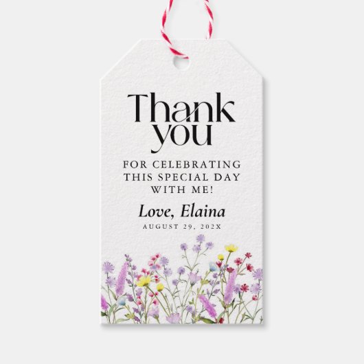 Boho Wildflower Bloemen Vrijgezellenfeest Favor Cadeaulabel (Voorkant)