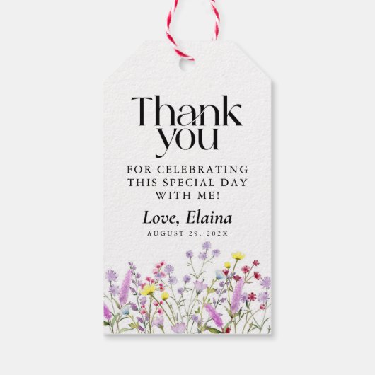 Boho Wildflower Bloemen Vrijgezellenfeest Favor Cadeaulabel (Achterkant)