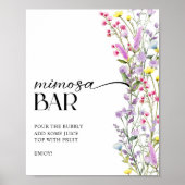 Boho Wildflower Bloemen Vrijgezellenfeest Mimosa B Poster (Voorkant)