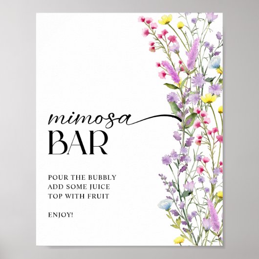 Boho Wildflower Bloemen Vrijgezellenfeest Mimosa B Poster (Voorkant)