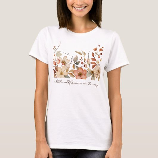 Boho Wildflower Bloemen Wit Baby shower T-shirt (Voorkant)