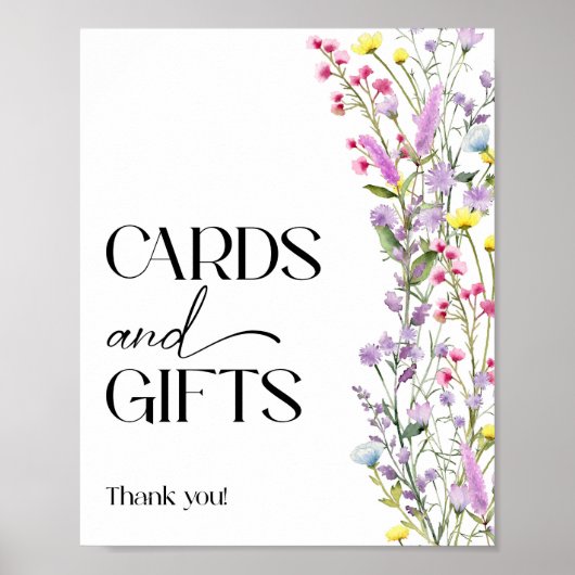 Boho Wildflower Bloemendouche Kaarten en geschenke Poster (Voorkant)