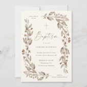 Boho Wildflower Bloemengender-neutrale Doop Kaart (Voorkant)