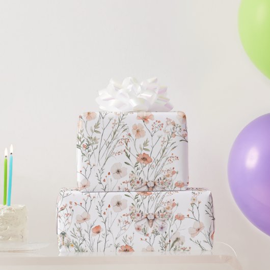 Boho Wildflower Bloemenvlinder Cadeaupapier (Feestgeschenken)