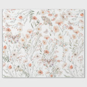 Boho Wildflower Bloemenvlinder Cadeaupapier (Vlak)