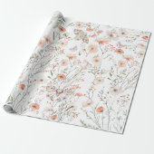 Boho Wildflower Bloemenvlinder Cadeaupapier (Uitgerold)