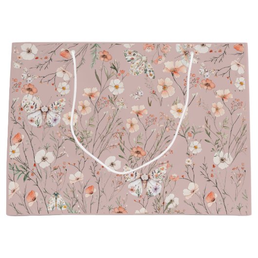 Boho Wildflower Bloemenvlinder Groot Cadeauzakje (Voorkant)