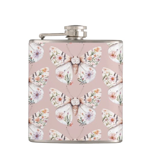 Boho Wildflower Bloemenvlinder Heupfles (Voorkant)