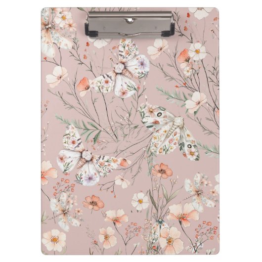 Boho Wildflower Bloemenvlinder Klembord (Voorkant)