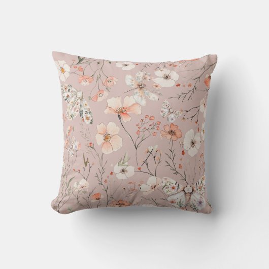 Boho Wildflower Bloemenvlinder Kussen (Voorkant)
