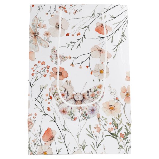 Boho Wildflower Bloemenvlinder Medium Cadeauzakje (Achterkant)