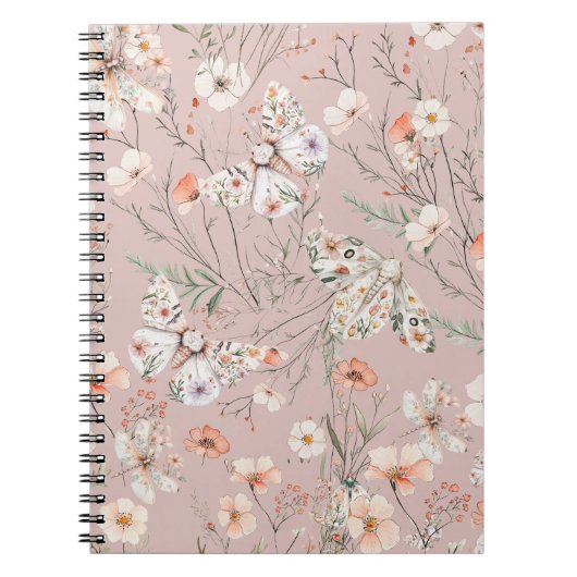 Boho Wildflower Bloemenvlinder Notitieboek (Voorkant)
