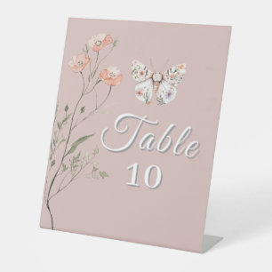Boho Wildflower Bloemenvlinder Reclamebord Met Voetstuk