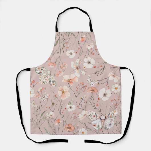 Boho Wildflower Bloemenvlinder Schort (Voorkant)