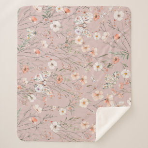 Boho Wildflower Bloemenvlinder Sherpa Deken