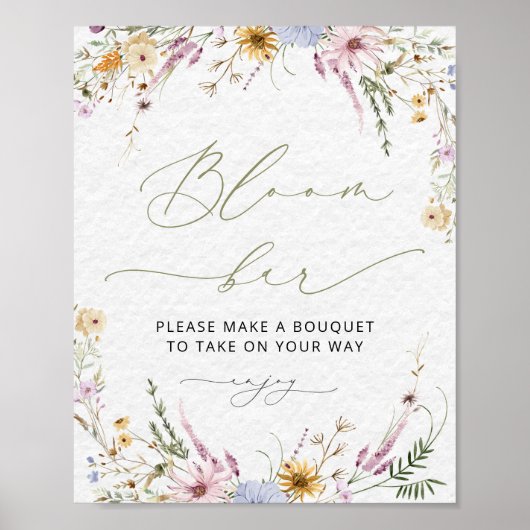 Boho Wildflower Bloom | Flower Bar-Poster Poster (Voorkant)