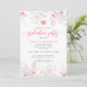 Boho wildflower bloom graduation party kaart (Staand voorkant)