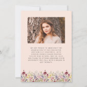 Boho Wildflower Blush Pink Foto Afstudeerder Aanko Kaart (Achterkant)
