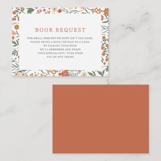 Boho Wildflower Boekaanvraag Informatiekaartje (Voorkant / Achterkant)