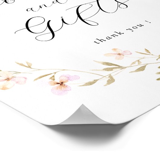 Boho Wildflower Boeken en Gift Baby shower Poster (Hoek)