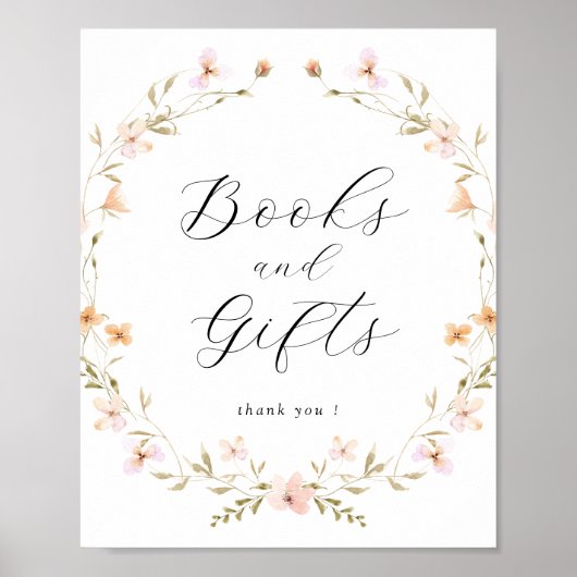Boho Wildflower Boeken en Gift Baby shower Poster (Voorkant)