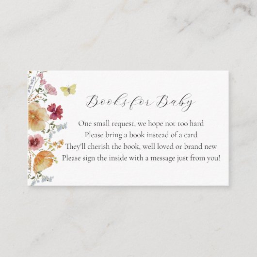 Boho Wildflower Boeken voor Baby Informatiekaartje (Voorkant)