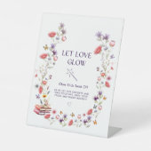 Boho Wildflower Book Let Love Glow Bridal Shower Reclamebord Met Voetstuk (Voorkant)