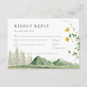 Boho Wildflower Bos Berg Bruiloft RSVP Kaart (Voorkant)