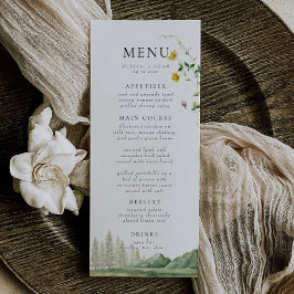 Boho Wildflower Bos Rustieke Berg Bruiloft Menu