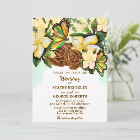 Boho-Wildflower-Botanical-Floral Wedding Kaart (Staand voorkant)