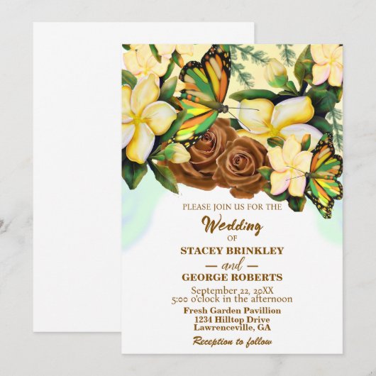 Boho-Wildflower-Botanical-Floral Wedding Kaart (Voorkant / Achterkant)