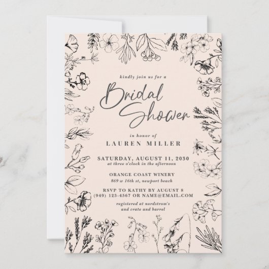 Boho Wildflower Botanisch Bloemen Vrijgezellenfees Kaart (Voorkant)