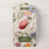 Boho Wildflower Botanische bruiloft All In One Uitnodiging (Buitenkant)