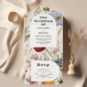 Boho Wildflower Botanische bruiloft All In One Uitnodiging