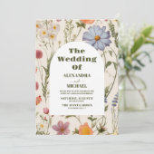 Boho Wildflower Botanische bruiloft Kaart (Staand voorkant)