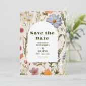 Boho Wildflower Botanische bruiloft Save The Date (Staand voorkant)