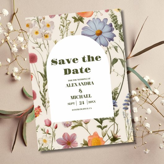 Boho Wildflower Botanische bruiloft Save The Date