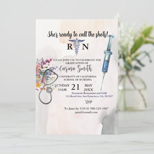 Boho Wildflower Bouquet Afstuderen van de verpleeg Kaart (Staand voorkant)