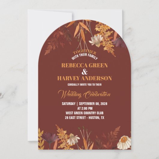 Boho Wildflower Bourgogne Herfst Herfst Herfst Huw Kaart (Voorkant)