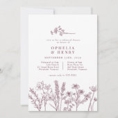 Boho Wildflower Bourgogne Wedding repetitie diner Kaart (Voorkant)