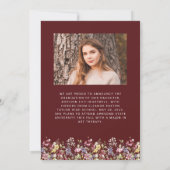 Boho Wildflower Bourgondië Foto Afstudeerder Aanko Kaart (Achterkant)