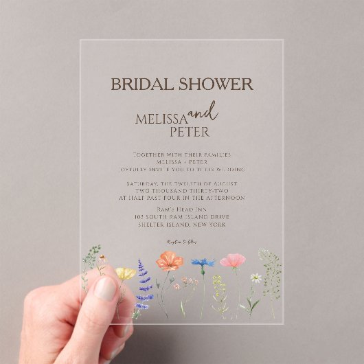 Boho Wildflower Bridal Shower Invitation Acryl Uitnodigingen (Insitu (Draagbaar))